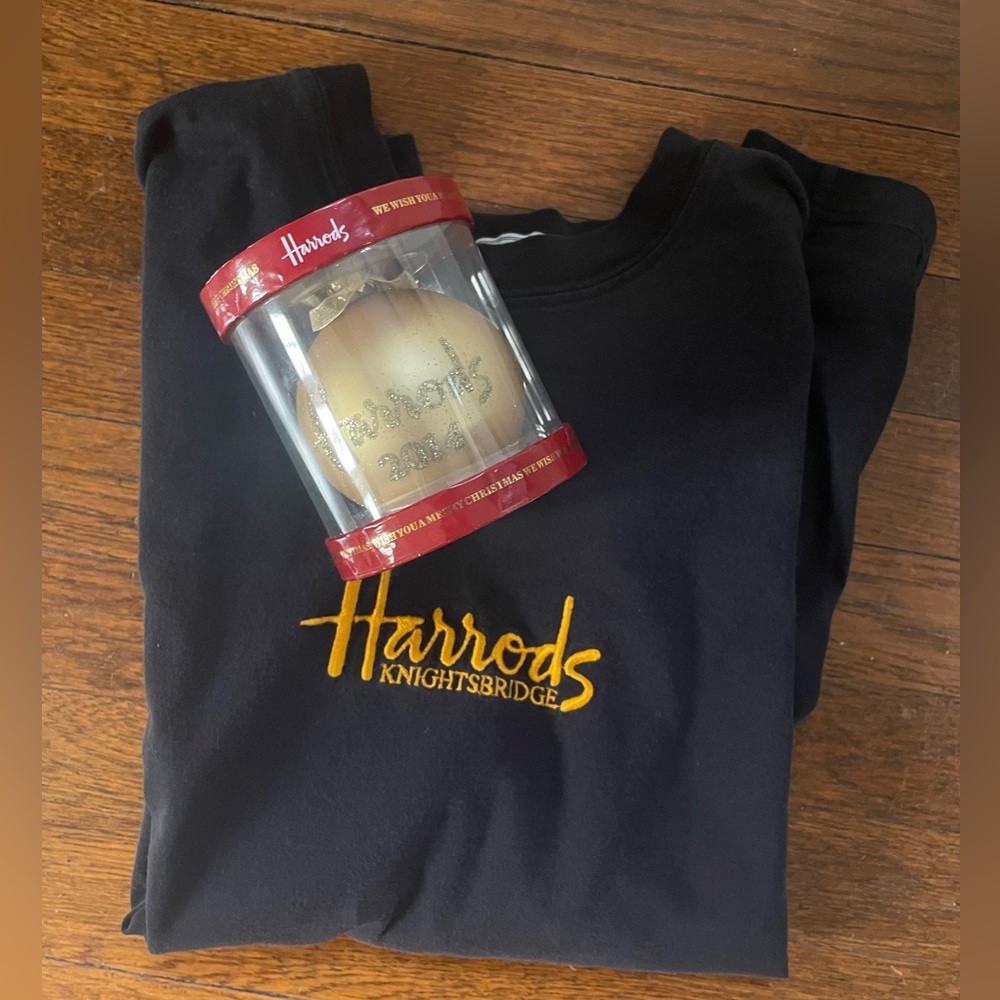 Harrods 2014 Commemorative Christmas Ornament with Vintage Harrods T Shirt.